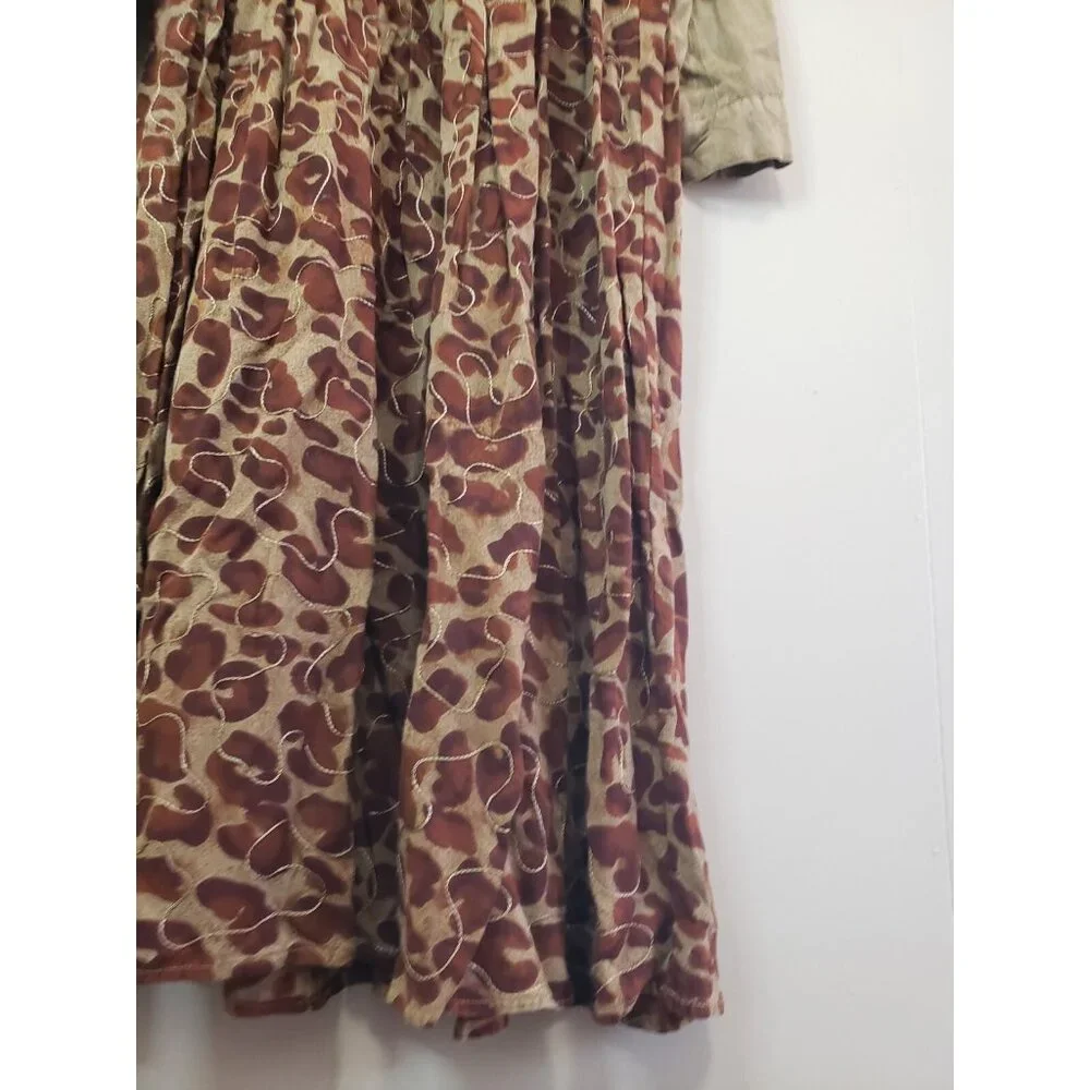 VTG MPH Womens M Maxi Dress Brown Embroidered Hippie Boho 100% Rayon Lightweight - Picture 3 of 6